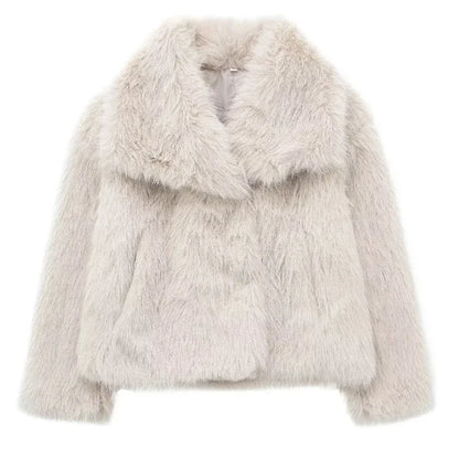 Eve Women's Faux Fur Coat - Fluffy Plush Jacket for Autumn/Winter