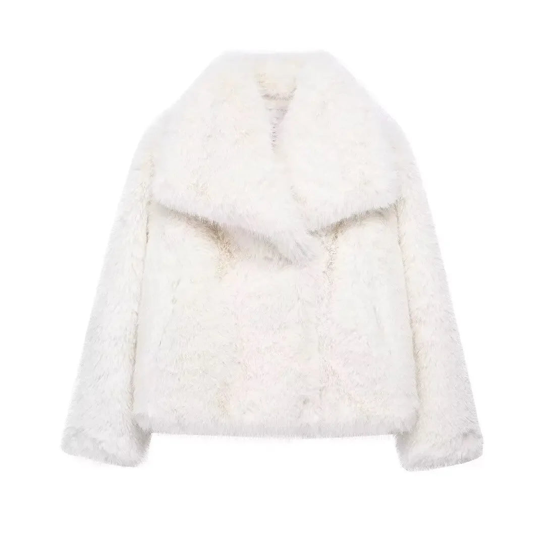 Eve Women's Faux Fur Coat - Fluffy Plush Jacket for Autumn/Winter